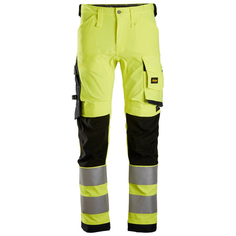 Snickers 6343 HighVis stretch werkbroek - HighVisYellow/Black