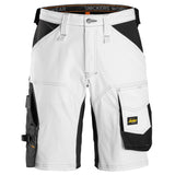 Snickers 6153 AllroundWork stretch loose fit shorts - White/Black