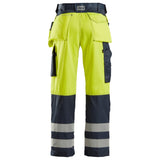 Snickers 3233 HighVis werkbroek holsterzakken - HighVisYellow/Navy