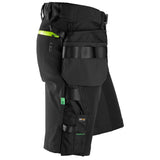 Snickers 6140 FlexiWork softshell stretch shorts+ holsterzakken - Black/Neonyellow